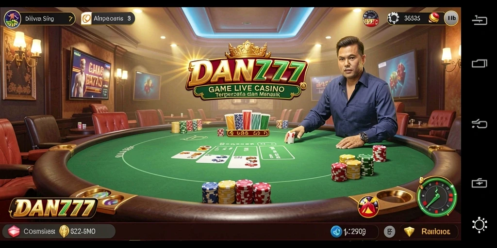 Screenshot utama DAN777 menampilkan gameplay Live Casino yang mengasyikkan.