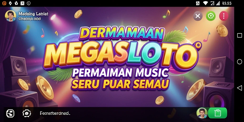 Tampilan gameplay MEGASLOTO dengan alunan musik yang menggugah.