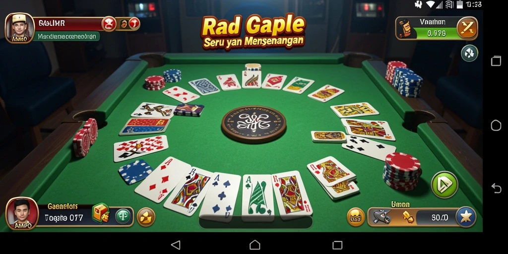 Tampilan gameplay seru RAJAMPO dengan teman-teman dalam permainan Gaple.