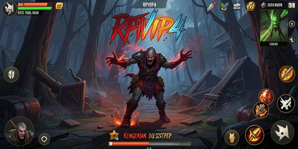 Screenshot menampilkan gameplay menyeramkan dengan suasana gelap dan mencekam.