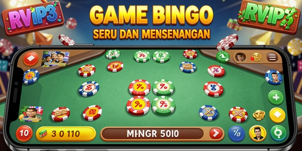 Tampilan utama gameplay Bingo di RVIP3 dengan suasana yang menyenangkan.