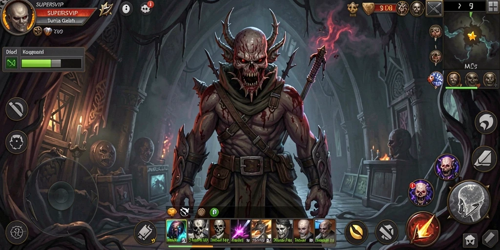 Screenshot gameplay yang menampilkan suasana mencekam di SUPERSVIP.