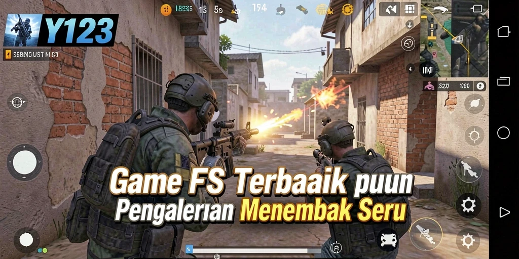 Tangkapan layar YY123 menampilkan aksi tembak-menembak yang intens.